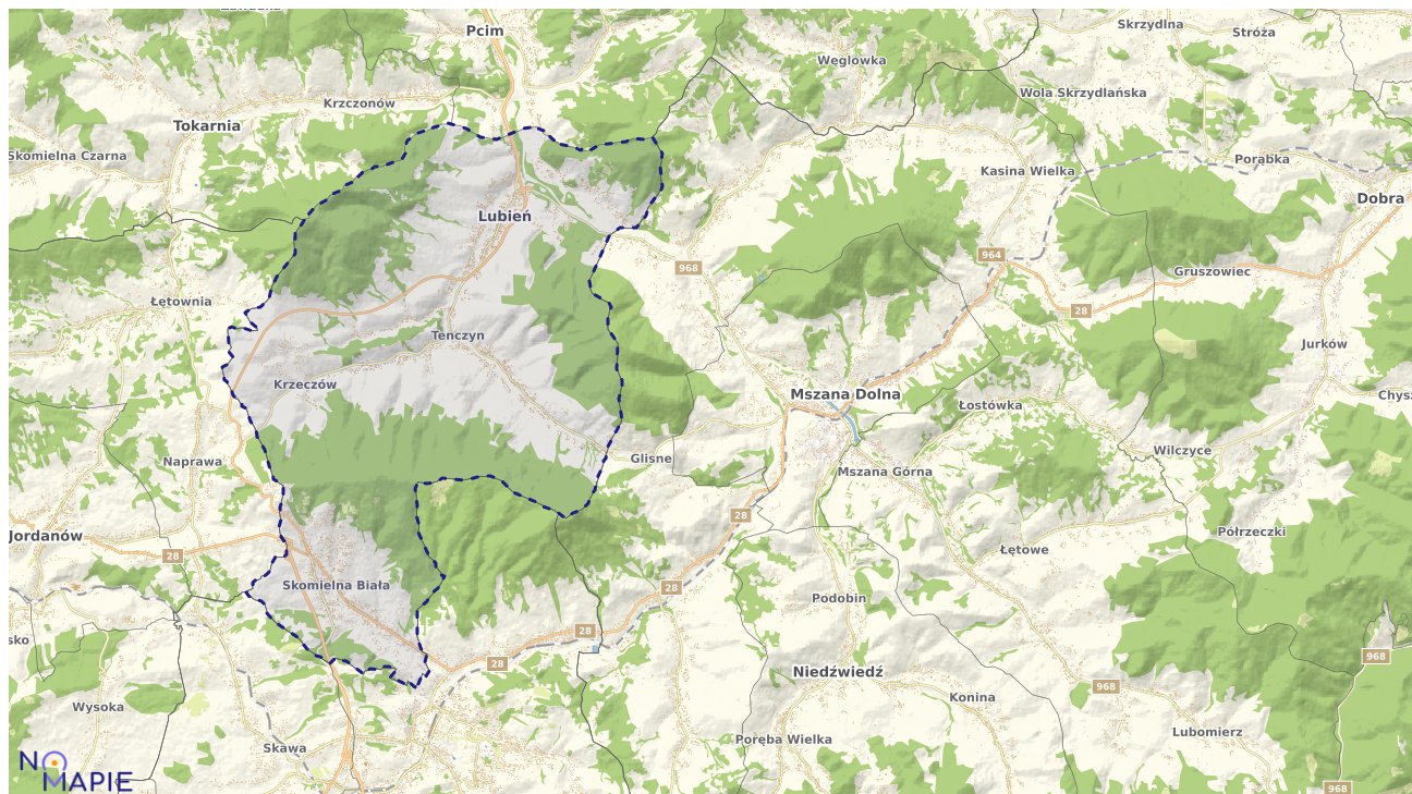 Mapa obszarów ochrony przyrody Lubienia